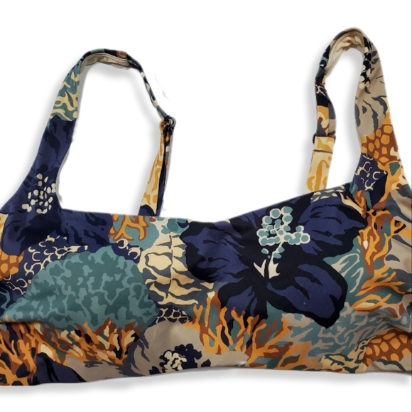Athleta Bra Square Neck Printed Bikini Top Bora Bora Neutral Floral Print 40D/DD - Picture 12 of 16